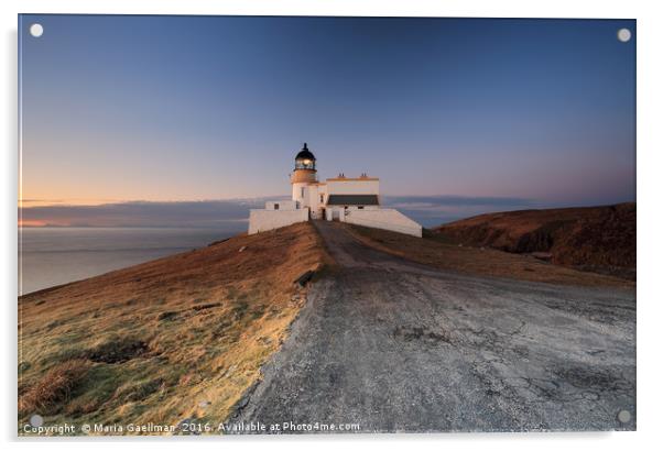 Stoer Lighthouse at Sunset Acrylic by Maria Gaellman