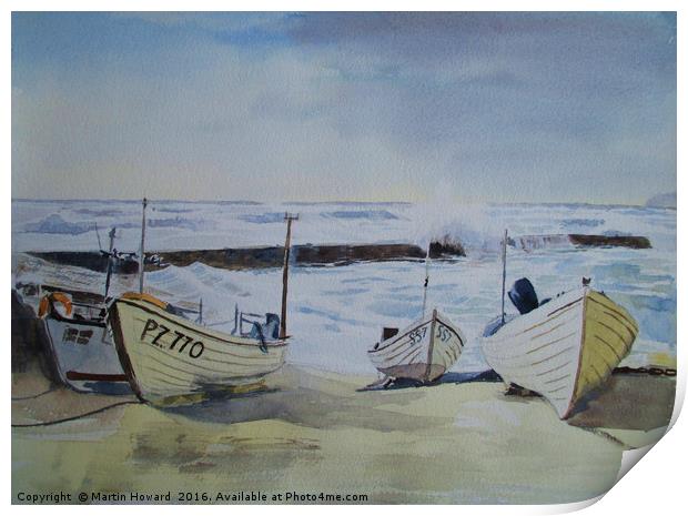 Sennen Cove Fishing Boats Print by Martin Howard