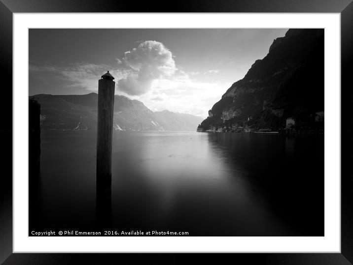 Lake Garda Mono Framed Mounted Print by Phil Emmerson