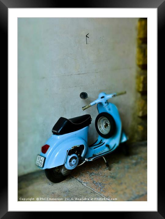 Italian Scooter Framed Mounted Print by Phil Emmerson
