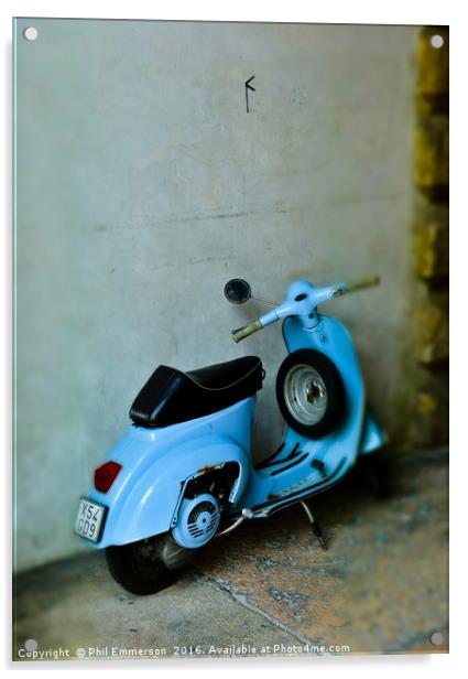 Italian Scooter Acrylic by Phil Emmerson