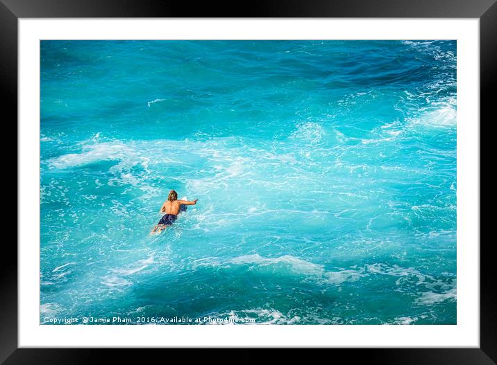 Surfers at the famous Hookipa Beach in the North s Framed Mounted Print by Jamie Pham
