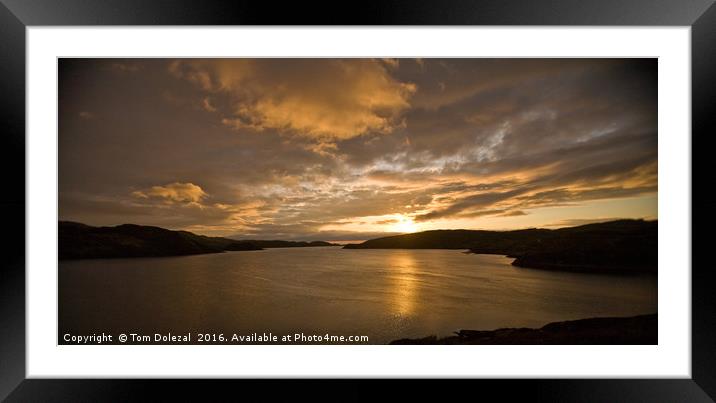 Golden sunset at Loch Cairnbawn Framed Mounted Print by Tom Dolezal