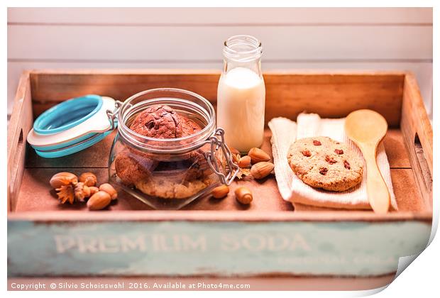 cookies and milk Print by Silvio Schoisswohl
