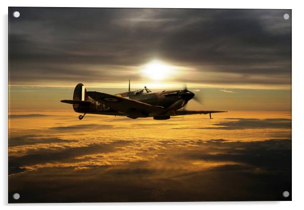 Spitfire In The Sun Acrylic by J Biggadike