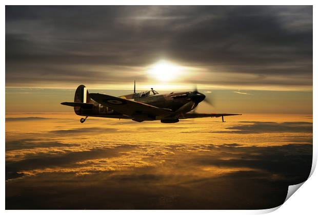 Spitfire In The Sun Print by J Biggadike