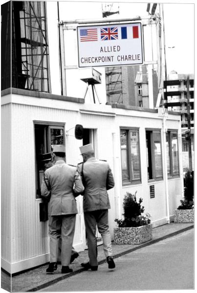 Checkpoint Charlie, Cold War Berlin Canvas Print by geoff shoults