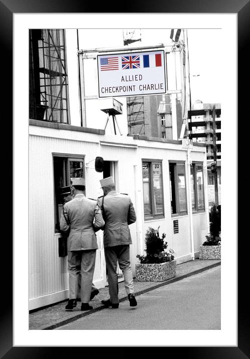 Checkpoint Charlie, Cold War Berlin Framed Mounted Print by geoff shoults