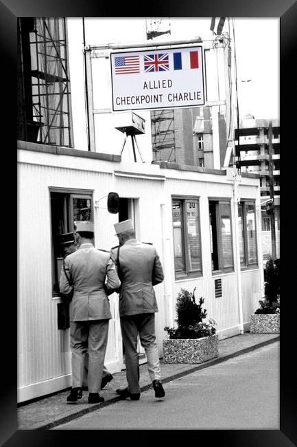 Checkpoint Charlie, Cold War Berlin Framed Print by geoff shoults