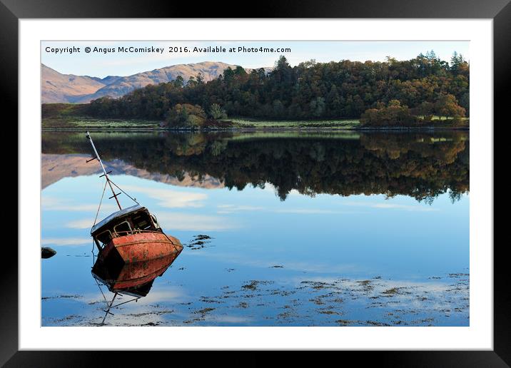 Sunken boat on Loch Etive Framed Mounted Print by Angus McComiskey