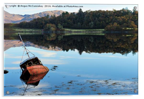 Sunken boat on Loch Etive Acrylic by Angus McComiskey