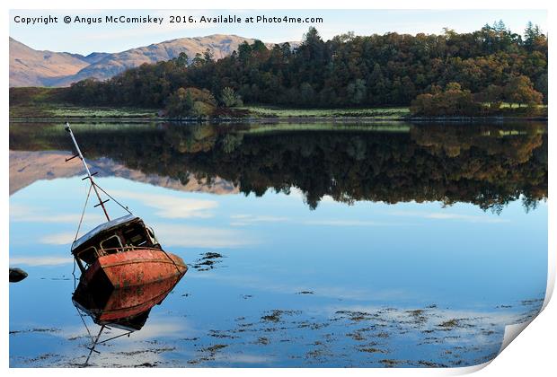 Sunken boat on Loch Etive Print by Angus McComiskey