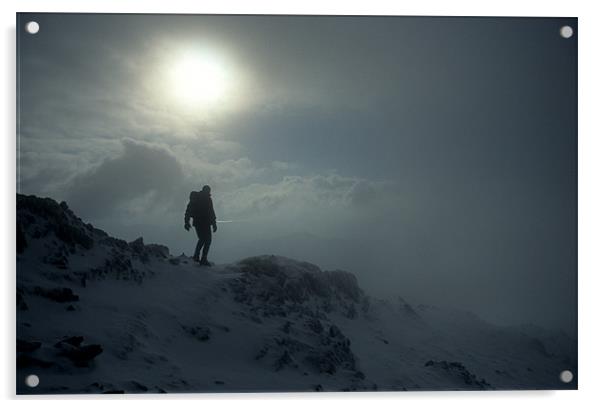 Winter ridge walk Acrylic by Andrew Millington