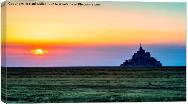 The Glow of Le Mont Saint-Michel at Sunset. Canvas Print by Paul Cullen