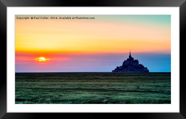 The Glow of Le Mont Saint-Michel at Sunset. Framed Mounted Print by Paul Cullen