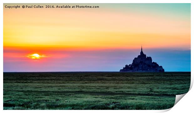 The Glow of Le Mont Saint-Michel at Sunset. Print by Paul Cullen