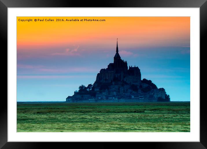 Le Mont Saint-Michel at sunset Framed Mounted Print by Paul Cullen