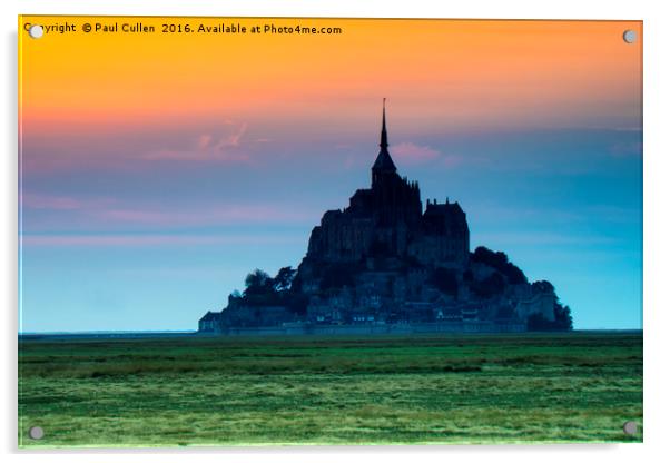 Le Mont Saint-Michel at sunset Acrylic by Paul Cullen