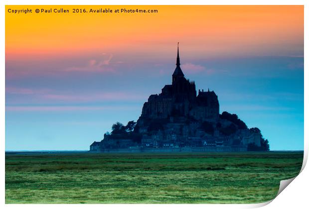 Le Mont Saint-Michel at sunset Print by Paul Cullen