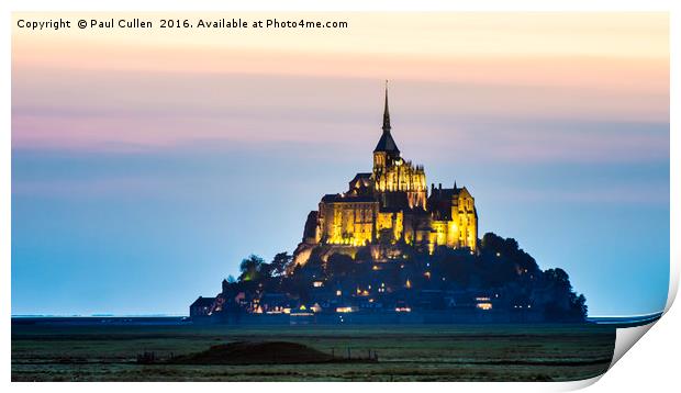 Le Mont Saint-Michel at sunset. Print by Paul Cullen