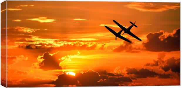 Spitfire and Hurricane Silhouette Canvas Print by J Biggadike