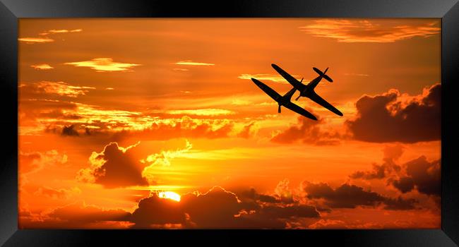Spitfire and Hurricane Silhouette Framed Print by J Biggadike