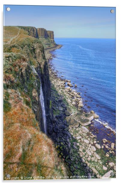 Kilt Rock and Mealt Falls Acrylic by Diane Griffiths