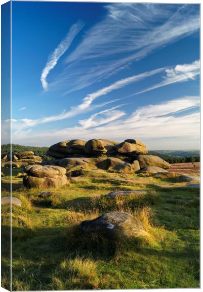 Owler Tor with Dramatic Sky                       Canvas Print by Darren Galpin