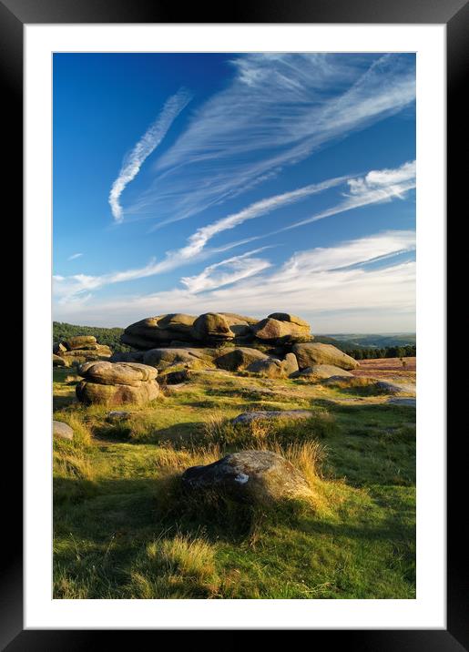 Owler Tor with Dramatic Sky                       Framed Mounted Print by Darren Galpin