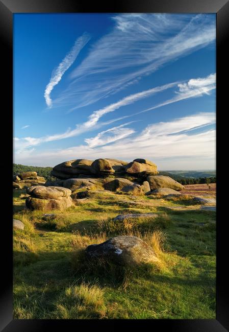 Owler Tor with Dramatic Sky                       Framed Print by Darren Galpin