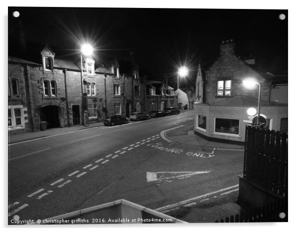 Street at Night Acrylic by christopher griffiths