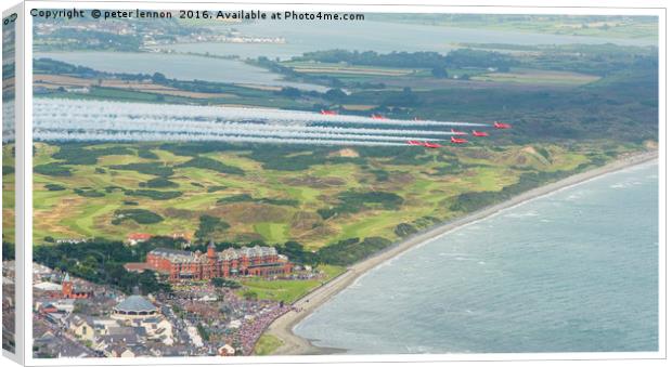 Slieve Donard Hotel meets the Red Arrows Canvas Print by Peter Lennon