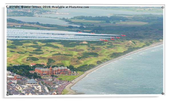 Slieve Donard Hotel meets the Red Arrows Acrylic by Peter Lennon