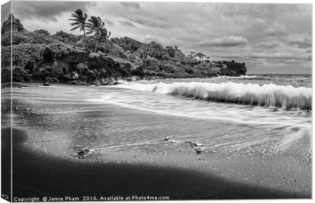 The exotic and famous Black Sand Beach Canvas Print by Jamie Pham
