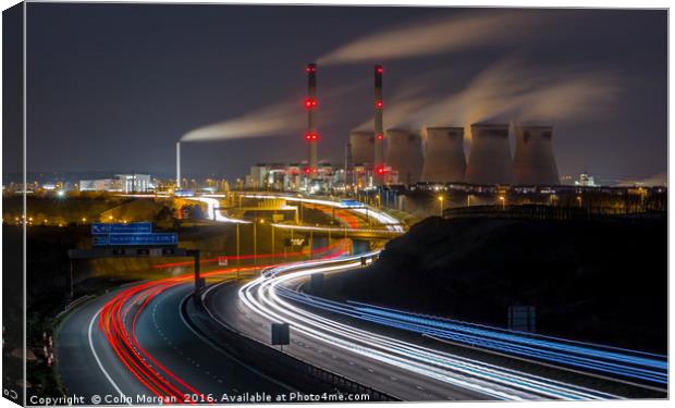 Ferrybridge Power Station and the A1M at Night Canvas Print by Colin Morgan