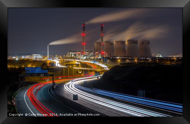 Ferrybridge Power Station and the A1M at Night Framed Print by Colin Morgan