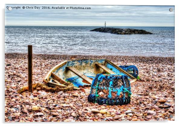 Abandoned boat and Lobster Pot Acrylic by Chris Day