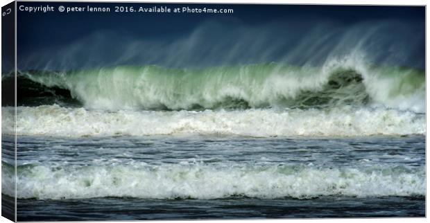 Simply Waves Two Canvas Print by Peter Lennon