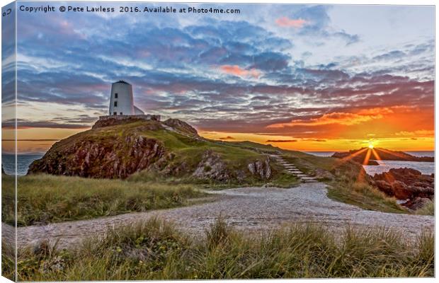 Twr Mawr Lighthouse Canvas Print by Pete Lawless