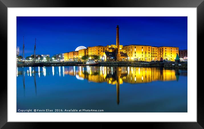 Illuminated Albert Dock, Liverpool Framed Mounted Print by Kevin Elias