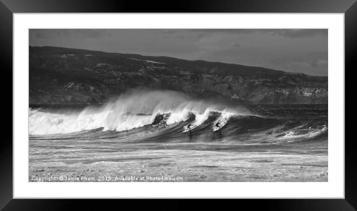 Surfers at the famous Hookipa Beach in the North s Framed Mounted Print by Jamie Pham