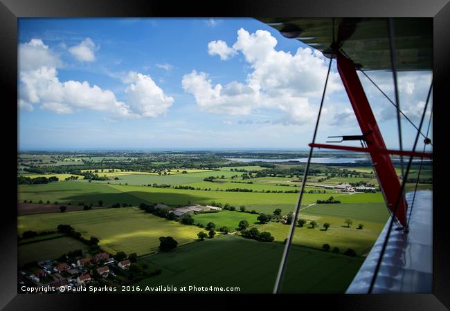 Norfolk, From the wing of a Tigermoth. Framed Print by Paula Sparkes