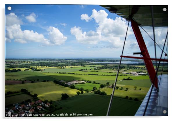 Norfolk, From the wing of a Tigermoth. Acrylic by Paula Sparkes
