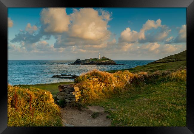 Godrevy light play Framed Print by Michael Brookes
