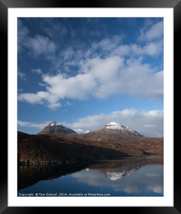 Snowy Quinag reflection Framed Mounted Print by Tom Dolezal