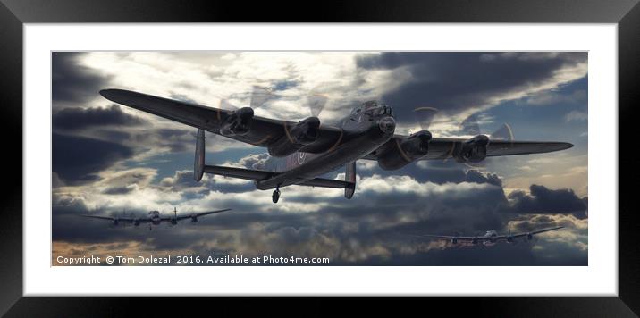 Lancaster bombers returning. Framed Mounted Print by Tom Dolezal