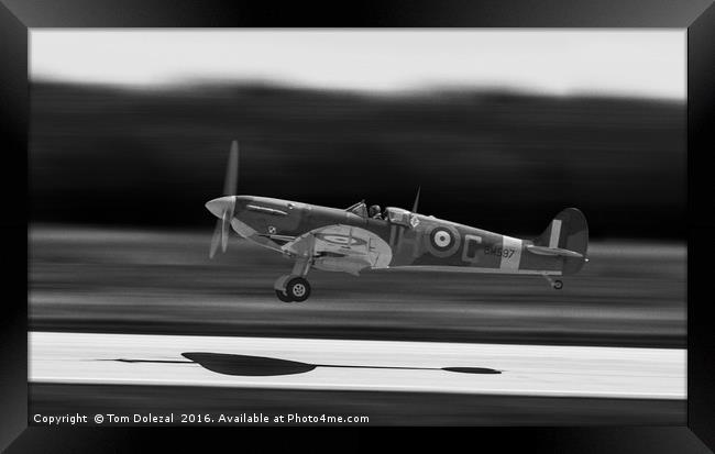 Spitfire silhouette  Framed Print by Tom Dolezal