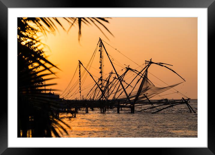 The Chinese Fishing Nets, Kochi, India Framed Mounted Print by geoff shoults