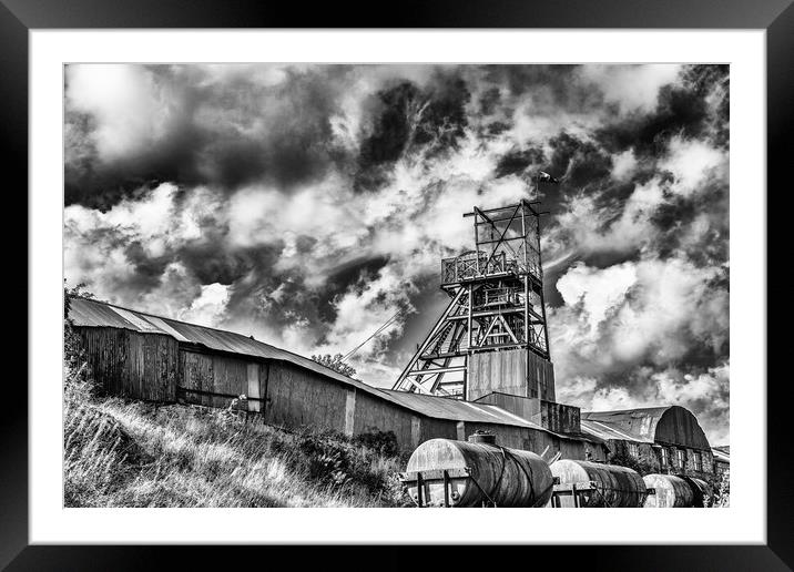 Big Pit Mono Framed Mounted Print by Steve Purnell