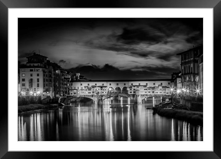 FLORENCE Ponte Vecchio at Sunset Framed Mounted Print by Melanie Viola